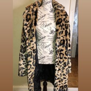 Cheetah print long fur jacket